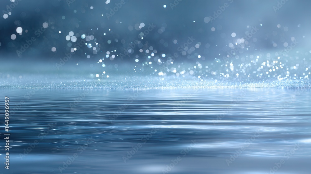 mystical flowing water surface with subtle glowing blue light reflections, floating light particles above the water, soft ethereal atmosphere, symbolic of memory, resonance, and. mystical flowing water surface with subtle glowing blue light reflections, floating light particles above the water, soft ethereal atmosphere, symbolic of memory, resonance, and.