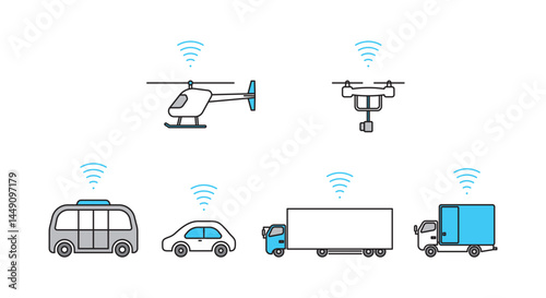 シンプル　イラスト　自動運転の乗り物のベクターイラスト