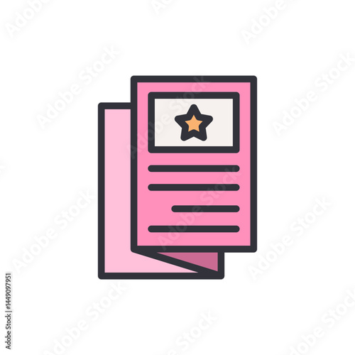 Flyer colored icons, minimalist vector illustration ,simple transparent graphic element .Isolated on white background