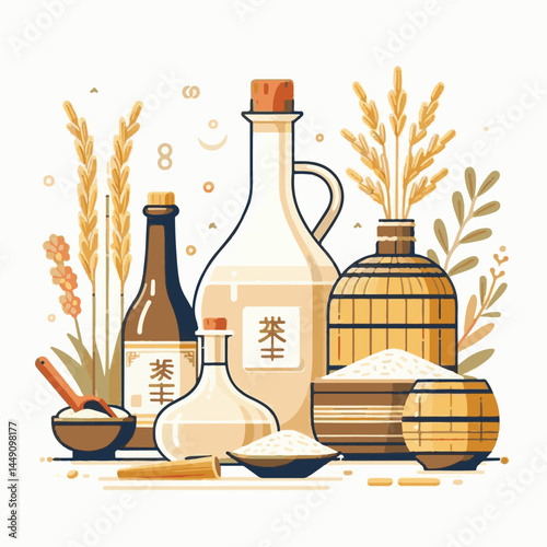 drink, alcohol, rice, food, background, traditional, asia, cup, beverage, tradition, wine, alcoholic, sake, liquor, healthy, cuisine, asian, white, ingredient, korean, table, fresh, makgeolli, korea, 