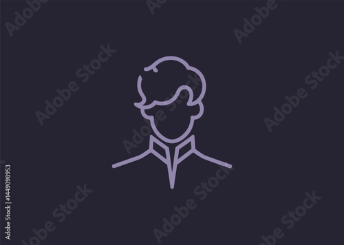 Handsome prince logo in line art style for fantasy, royalty, or story branding.