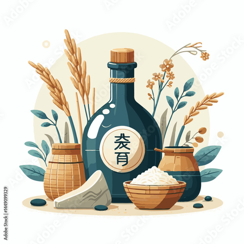 drink, alcohol, rice, food, background, traditional, asia, cup, beverage, tradition, wine, alcoholic, sake, liquor, healthy, cuisine, asian, white, ingredient, korean, table, fresh, makgeolli, korea, 