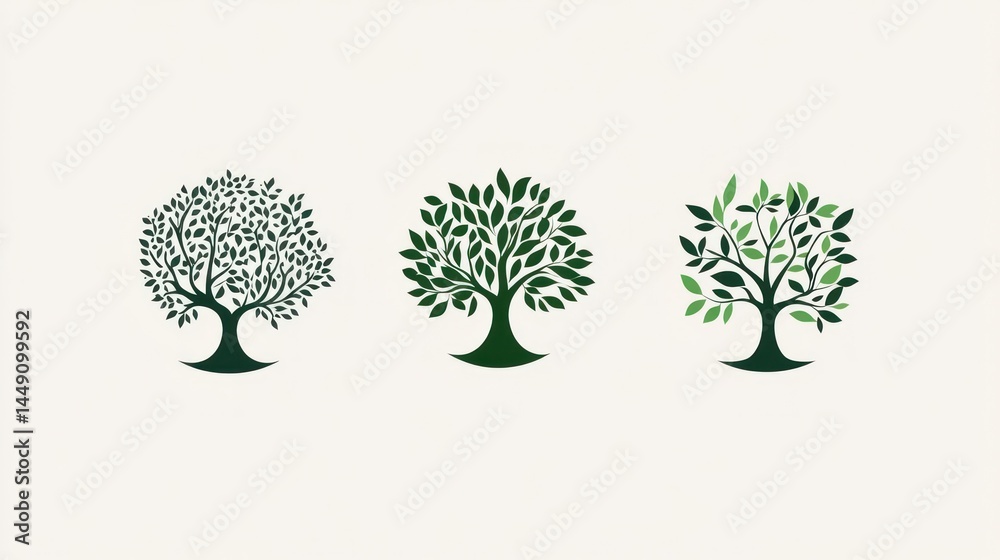 Obraz premium Three stylized tree illustrations