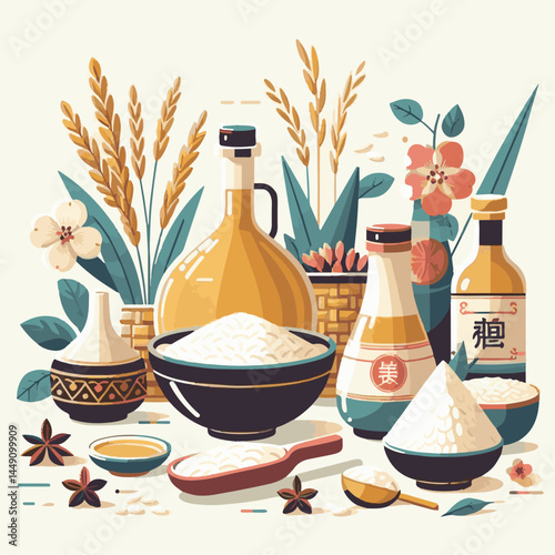 drink, alcohol, rice, food, background, traditional, asia, cup, beverage, tradition, wine, alcoholic, sake, liquor, healthy, cuisine, asian, white, ingredient, korean, table, fresh, makgeolli, korea, 
