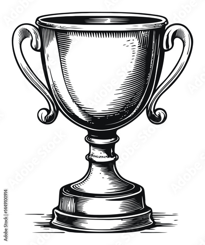 Vintage Engraved Trophy Illustration with Elegant Detailed Design