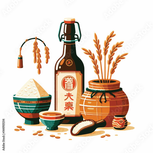 drink, alcohol, rice, food, background, traditional, asia, cup, beverage, tradition, wine, alcoholic, sake, liquor, healthy, cuisine, asian, white, ingredient, korean, table, fresh, makgeolli, korea, 
