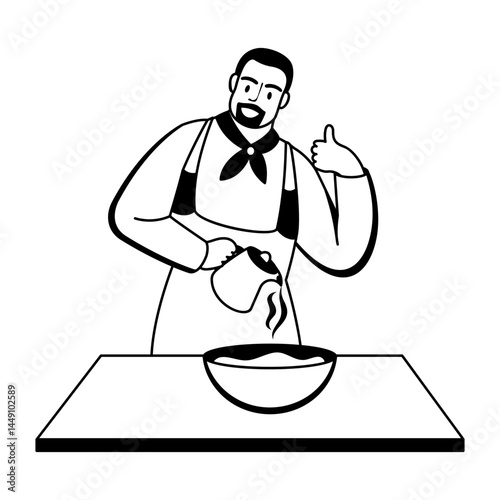 Barista expert illustration in glyph style 
