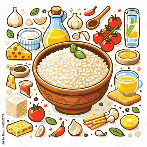 food, rice, risotto, dish, dinner, meal, plate, gourmet, italian, cuisine, lunch, cheese, parmesan, healthy, background, delicious, traditional, tasty, cooked, homemade, vegetable, recipe, top view, m