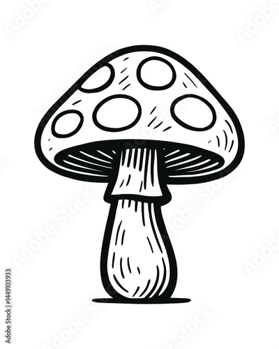 Mushroom Outline Drawing Isolated Fungi Forest Food