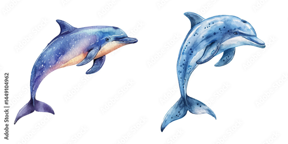 Fototapeta premium dolphin watercolor vector illustration