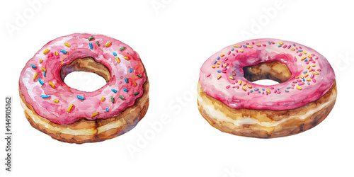 donut watercolor vector illustration