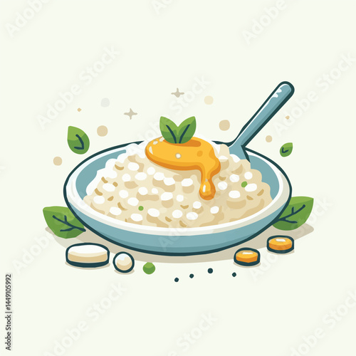 food, rice, risotto, dish, dinner, meal, plate, gourmet, italian, cuisine, lunch, cheese, parmesan, healthy, background, delicious, traditional, tasty, cooked, homemade, vegetable, recipe, top view, m