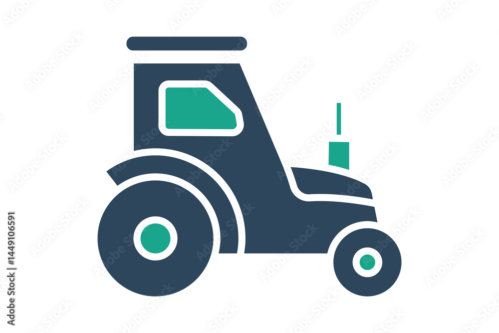 Tractor icon. solid icon style. icon related to farming machinery. agriculture elements vector illustration Tractor icon. solid icon style. icon related to farming machinery. agriculture elements vector illustration
