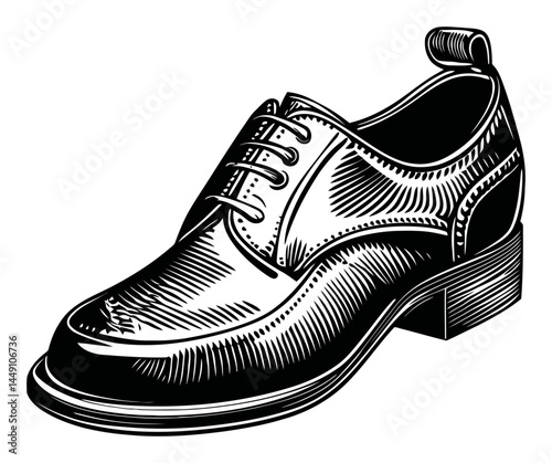 Vintage Engraving of a Classic Dress Shoe Illustration