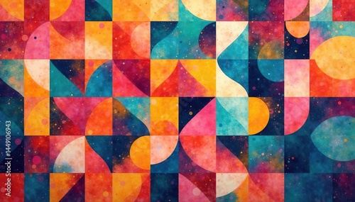 Geometric abstract shapes forming a modern textile repeat , illustration, contemporary, design element