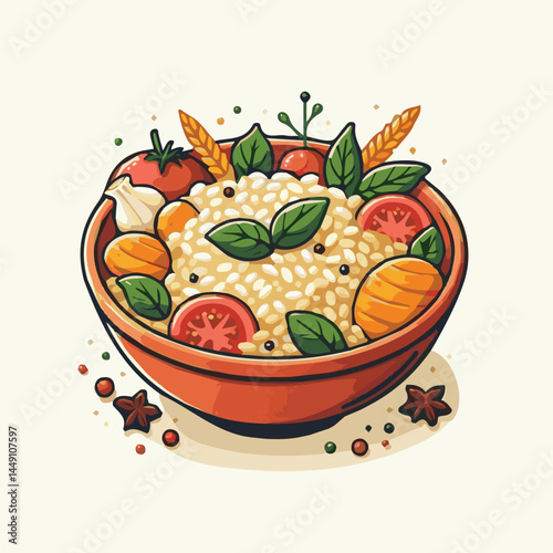 food, rice, risotto, dish, dinner, meal, plate, gourmet, italian, cuisine, lunch, cheese, parmesan, healthy, background, delicious, traditional, tasty, cooked, homemade, vegetable, recipe, top view, m