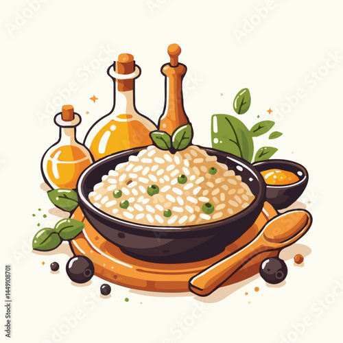 food, rice, risotto, dish, dinner, meal, plate, gourmet, italian, cuisine, lunch, cheese, parmesan, healthy, background, delicious, traditional, tasty, cooked, homemade, vegetable, recipe, top view, m