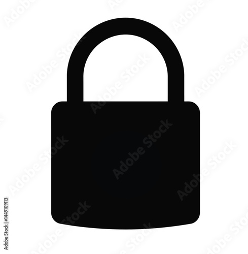 Padlock silhouette. This image shows a padlock silhouette, which is a simple representation of a lock used for security purposes. Vector clipart illustration design.