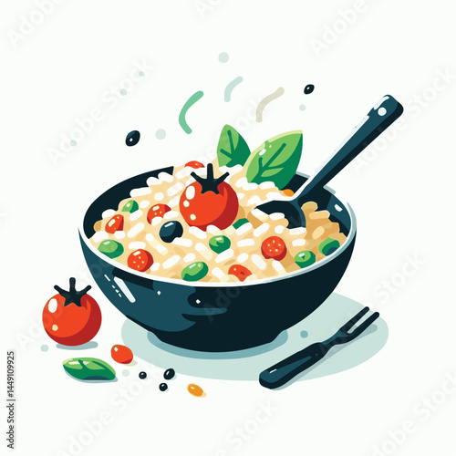 food, rice, risotto, dish, dinner, meal, plate, gourmet, italian, cuisine, lunch, cheese, parmesan, healthy, background, delicious, traditional, tasty, cooked, homemade, vegetable, recipe, top view, m