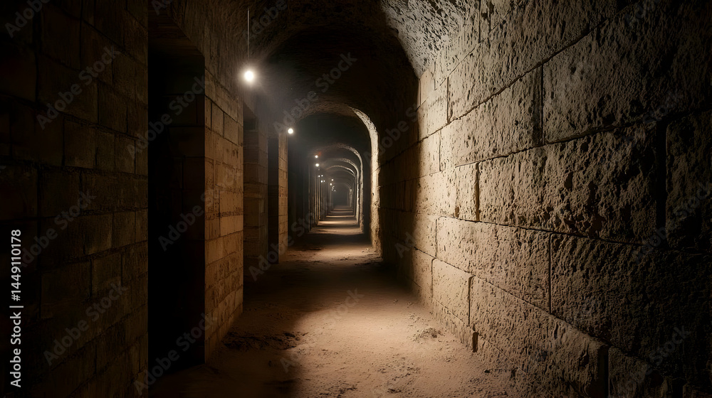 Ancient Stone Tunnel Corridor With Soft Light Ancient Stone Tunnel Corridor With Soft Light