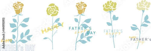 父の日の黄色いバラ素材。ベクターで描いた黄色い薔薇。薔薇のメッセージフレーム。Yellow roses for Father's Day. Yellow roses drawn by vector. Rose message frame.