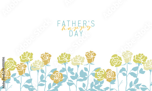 父の日の黄色いバラ素材。ベクターで描いた黄色い薔薇。薔薇のメッセージフレーム。Yellow roses for Father's Day. Yellow roses drawn by vector. Rose message frame.