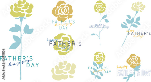父の日の黄色いバラ素材。ベクターで描いた黄色い薔薇。薔薇のメッセージフレーム。Yellow roses for Father's Day. Yellow roses drawn by vector. Rose message frame.
