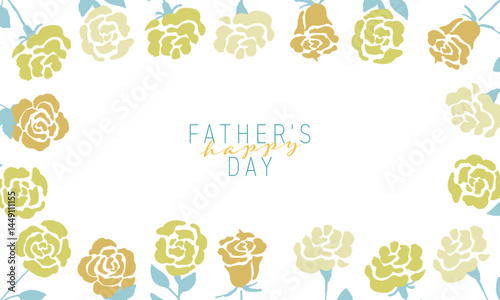 父の日の黄色いバラ素材。ベクターで描いた黄色い薔薇。薔薇のメッセージフレーム。Yellow roses for Father's Day. Yellow roses drawn by vector. Rose message frame.