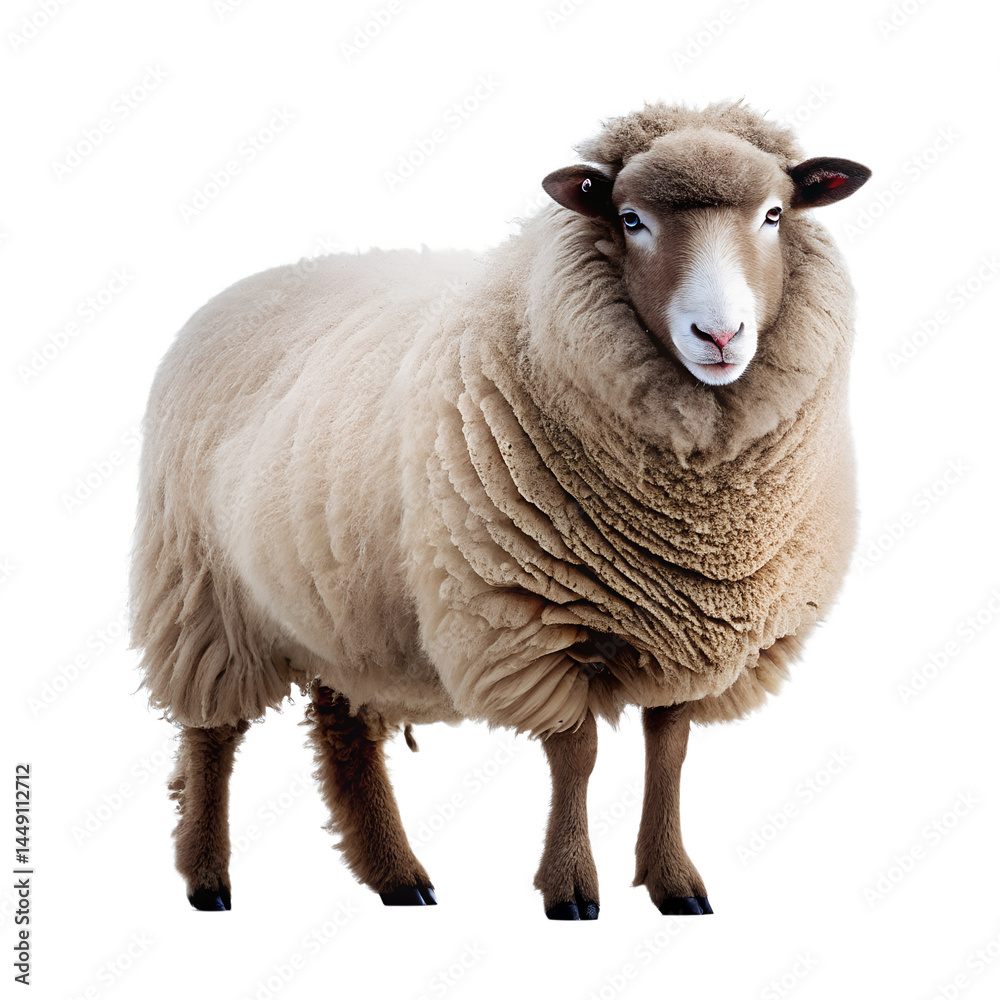 Fototapeta premium North country cheviot sheep breed isolated on white background. Generative AI