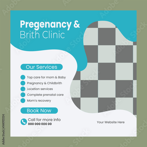  Pregnancy and childbirth clinic social media post design