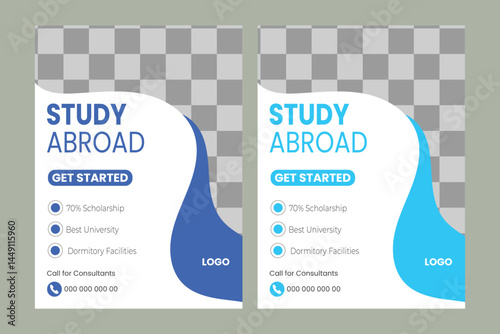  Study abroad print flyer or poster template design
