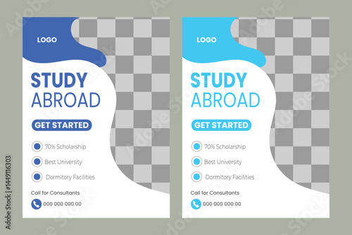  Study abroad and education flyer or poster template design
