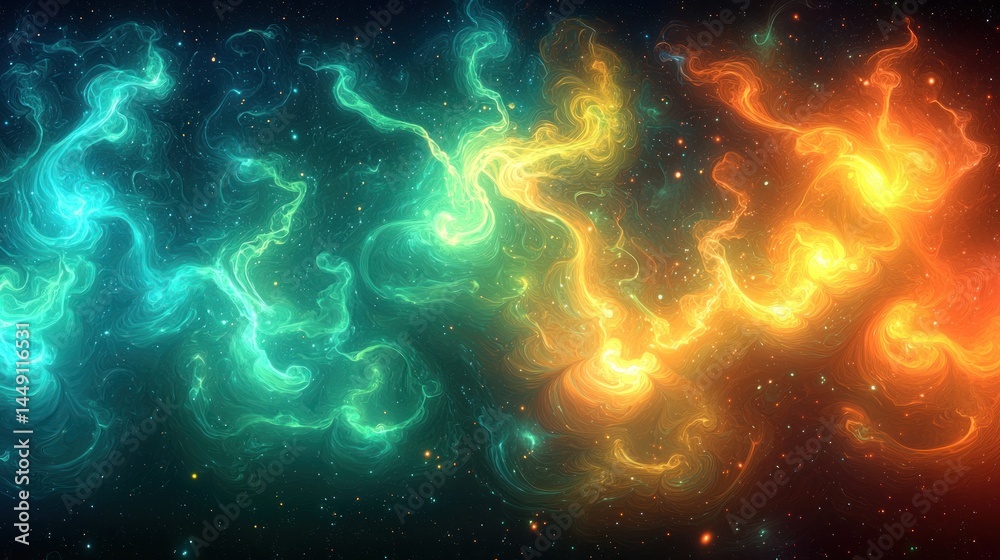 Cosmic Nebula: A Celestial Dance of Turquoise and Amber Cosmic Nebula: A Celestial Dance of Turquoise and Amber