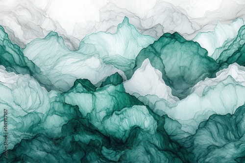 Wallpaper Mural Abstract landscape with flowing teal and white mountains Torontodigital.ca
