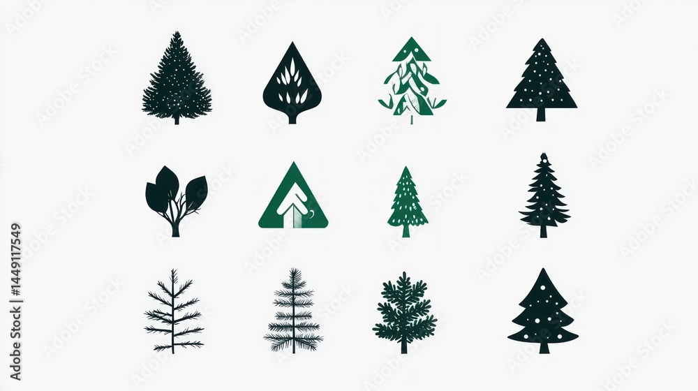 Obraz premium Christmas Tree Silhouettes Design Collection