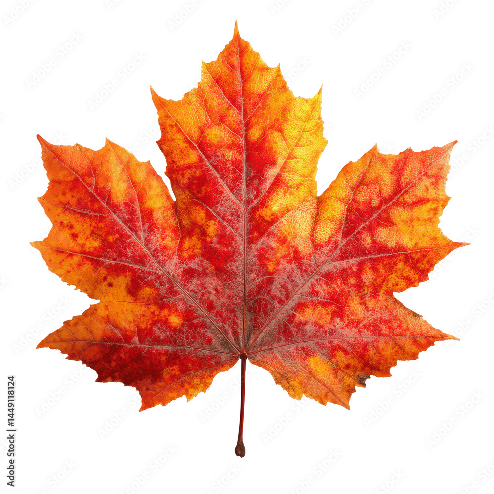 Fototapeta premium Vibrant Red and Orange Autumn Maple Leaf