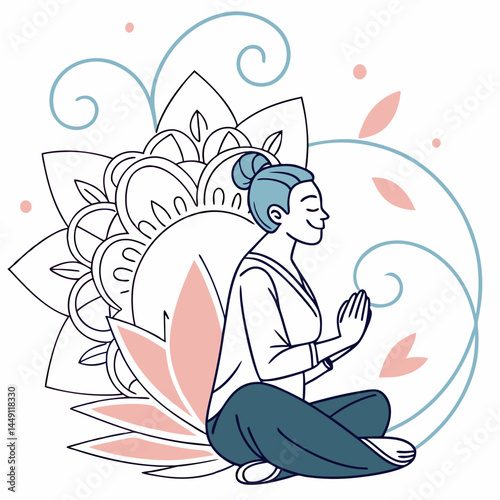 Meditation graphic for International Yoga Day perfect for posters and digital art.