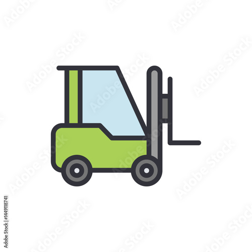 Forklift colored icons, minimalist vector illustration ,simple transparent graphic element .Isolated on white background