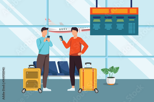 Airport activity Concept. Colored flat vector illustration isolated