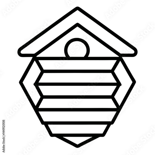 Minimal Beehive Line Vector Icon for honey, insect, or beekeeping themes, perfect for outline style design, nature illustrations, and apiary branding