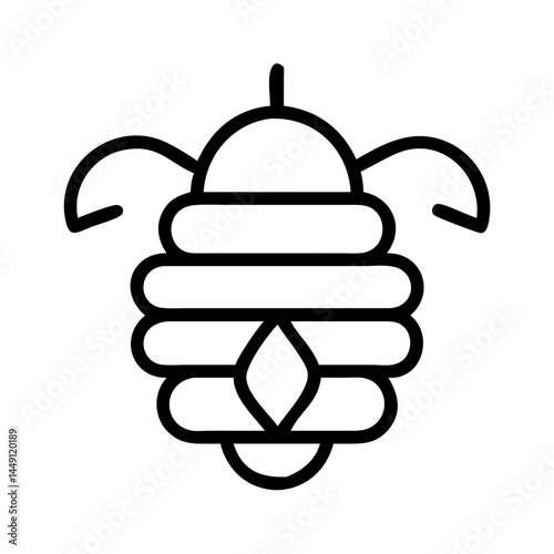 Minimal Beehive Line Vector Icon for honey, insect, or beekeeping themes, perfect for outline style design, nature illustrations, and apiary branding