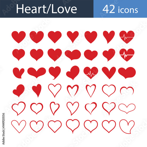 Hearts/love Shapes vector Icons set