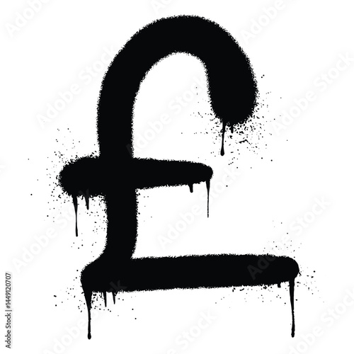 Black Spray Paint Graffiti Pound Symbol with Dripping Effect