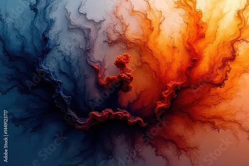 Mesmerizing Ink in Water: Navy & Sienna Swirls Create Dreamlike Patterns