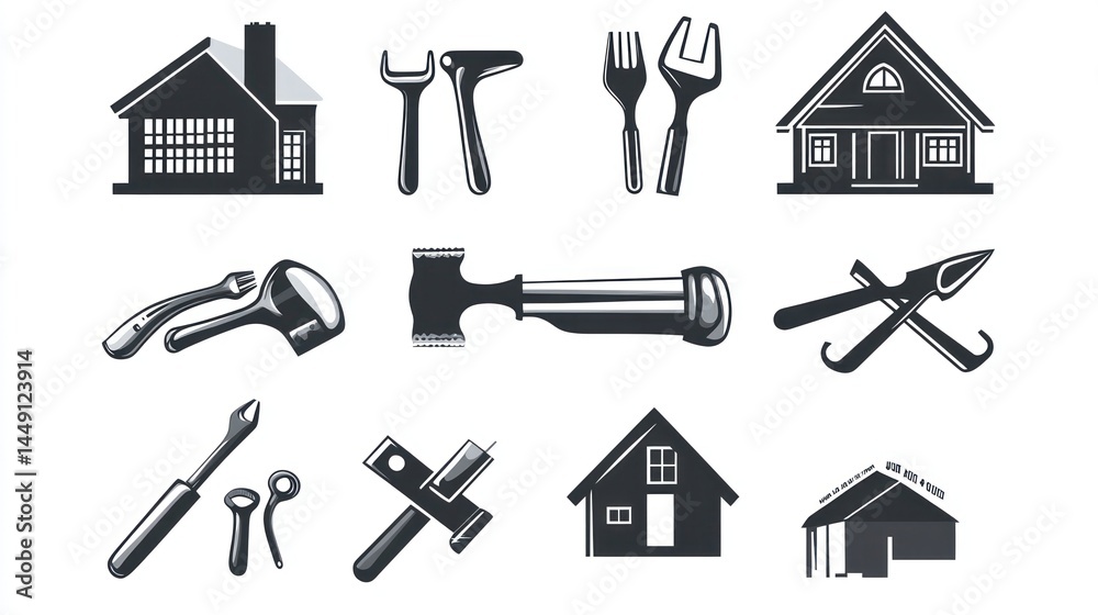 Fototapeta premium Home Improvement Tools Icons Set