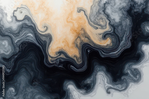 Mesmerizing Ink in Water Photography: Dark Gray & Ecru Organic Patterns