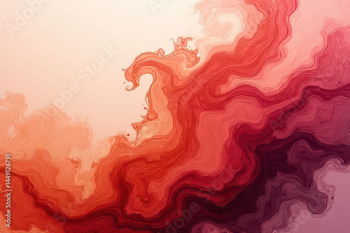 Mesmerizing Ink Swirls: Close-Up Photography of Organic Patterns in Salmon and Beige Tones