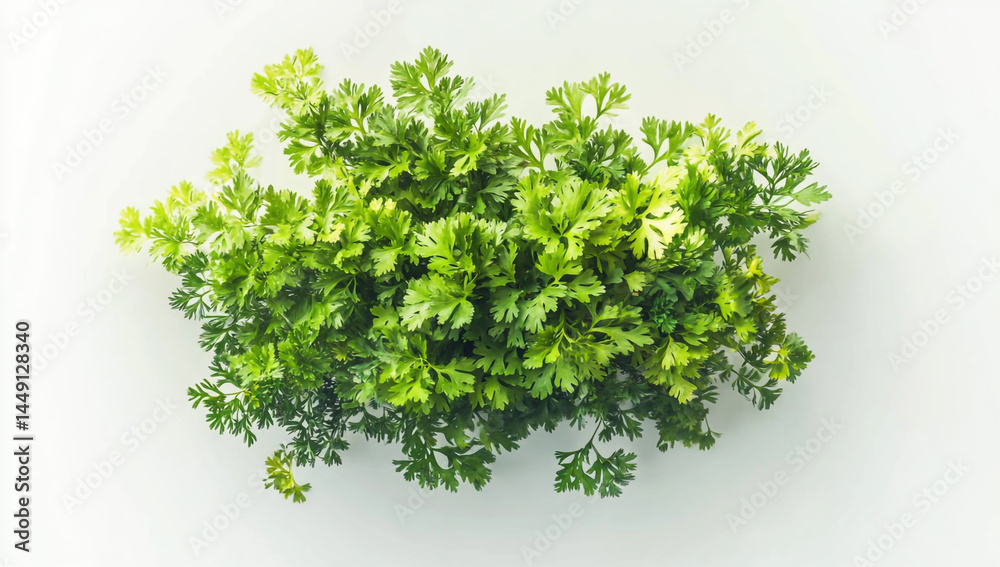 Obraz premium Fresh Coriander on White Background - Top View