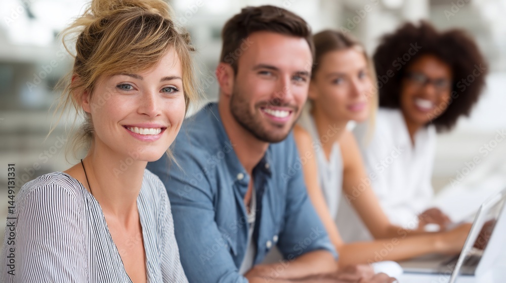 Happy diverse business team in casual attire at outdoor cafe, focused on a project, potential use for a stock photo showcasing teamwork and modern office atmosphere Happy diverse business team in casual attire at outdoor cafe, focused on a project, potential use for a stock photo showcasing teamwork and modern office atmosphere