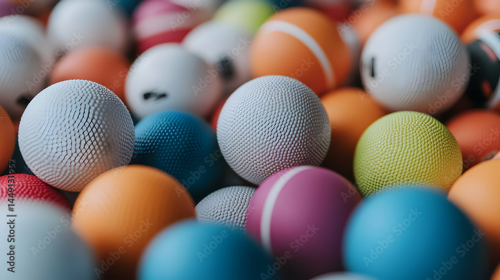 Fototapeta premium Close Up Pile Of Colorful Textured Balls